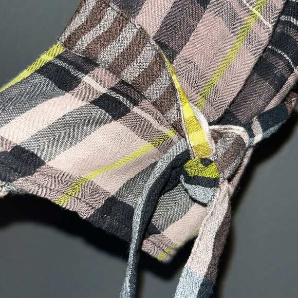 FREE PEOPLE Falling Stars Oversized Babydoll Plaid Mini Dress w/Tie Wrists - XS - Picture 11 of 16